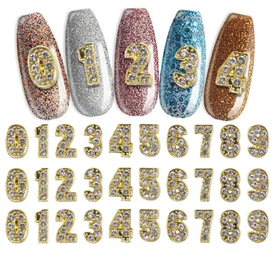 Breloques pour ongles en acrylique, numéro avec strass, breloques pour Nail Art